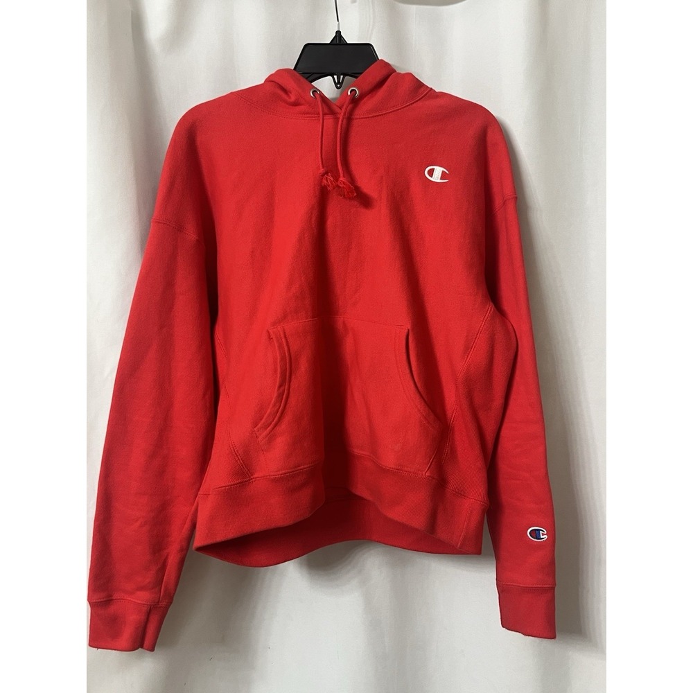 Champion Reverse Weave Red Hoodie‎ Pullover Sweatshirt Heavyweight Youth Large